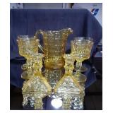 Yellow Cut Glass Pitcher with 4 glasses & 2