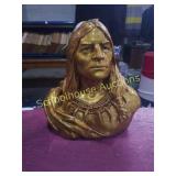 Native American bust. About 12 in tall