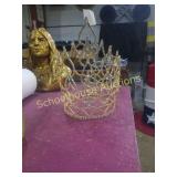 Tall rhinestone tiara. About 10 inches tall