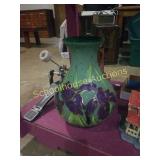 Large purple iris vase. About 16 inches tall