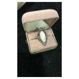 Large Sterling & opal(?) ring with box