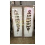 Pair of framed leaf art each is 36x12