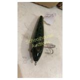 Green spotted lure marked Heddon Zaragossa