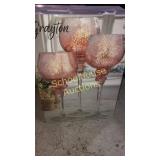 3 large glass candle holders in box