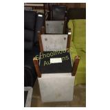 Pile of chairs. 4wood/grey cloth dining chairs, 2