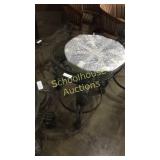 Small circle metal and glass end table