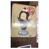 Metal hot fudge sundae sign