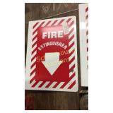 Metal fire extinguisher sign mounts sideways so