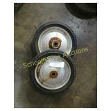 Set of 2 solid dolly wheels approx 7'