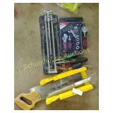 Group of tools * tile cutter* miter box +