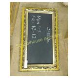 Framed small chalkboard approx 2ft x 1 ft chalk