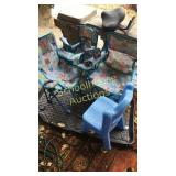 Group of 4 kids chairs 3 folding one solid blue