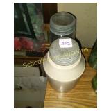 Crock jar and crown fruit jar