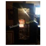 Large wide dark wood framed mirror. About 75in x