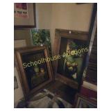 Pair of wine and fruit oil paintings. Both signed