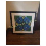 Large blue flower "luau blossom" signed . About