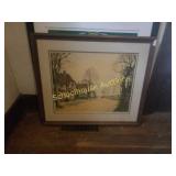 Large French country print. Signed about 27in x