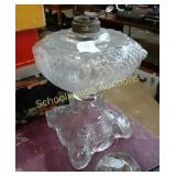 Vintage cut glass oil lamp missing Chimney