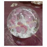 Small Pink & White 1997 Joe Rice Paper Weight