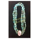 Triple strand natural turquoise necklace