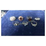 8 pc sterling ring lot all marked 925
