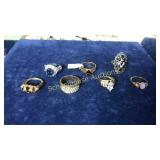 7 assorted rings. Left is Avon, others unmarked