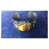 Sterling & tiger eye cuff marked 925 China