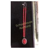 Coral necklace marked Chaps