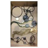 Flat of necklaces natural stone etc