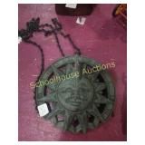 Hanging sun dial. About 9in across