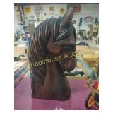 Solid wood horse about 14in tall and 8 in across