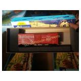 Red Burlington car with athearn train box