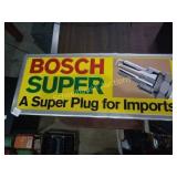 Bosch spark plug metal sign. About 24in x 10in