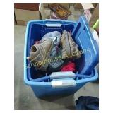 2 Blue totes with miscl clothes