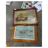 2 vintage framed pictures * stagecoach is AWESOME