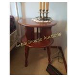 Dark wood circle night stand/endtables. About