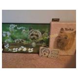 Pair of yorkie rugs and plaque