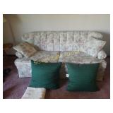 Nice and clean floral couch with 2 matching green