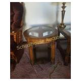 Nice solid wood oval endtable with beveled glass