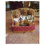 Longaberger basket with 3 bears. Measures about