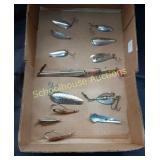 Flat of Fishing Spinners x14 some marked