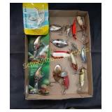 Flat of Vintage Lures & Spinners some marked and