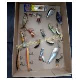 Flat of Vintage Lures & Spinners x18 some marked