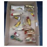 Flat of Vintage Wood Lures x 15 some marked & in