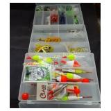 3 Cases of Fishing Tackle , bobers, and more