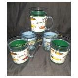 5 Large Fishing Mugs marked Dishwasher Safe