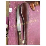 Old file hand made knife with case