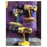 3 18v DeWalt cordless. 2 drills + 1 impact