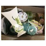 Large box of decorative collectibles plates etc.