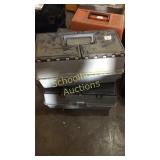 Two medium plastic tackle boxes with a little